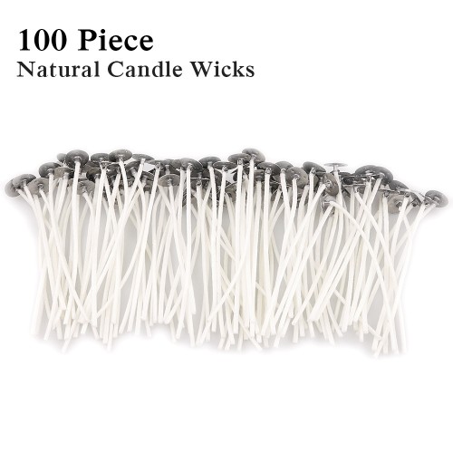 Low Smoke 8 Pre-Waxed & 100% Natural Cotton Core,For Candle Making,Candle DIY EricX Light 100 Piece Natural Candle Wick