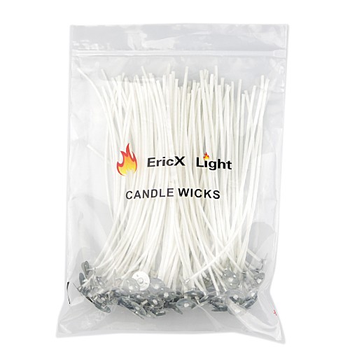 for Soy Pre-Waxed Natural 100 Pack Firefly 6-Inch Cotton Candle Wicks for Candle Making Made in USA Size: Small Ultra-Rigid Beeswax Container Candles Paraffin