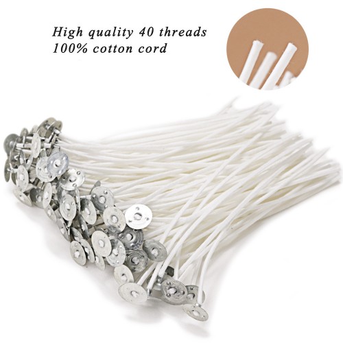 Candle Wick 100 Pieces of 6 inch Long pre-Waxed Candle and Metal Tabbed  odorless